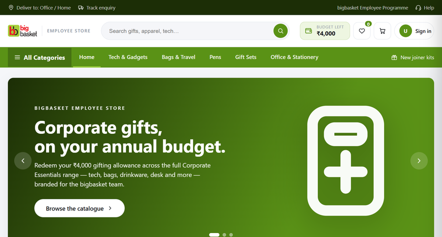 bigbasket employee gift store